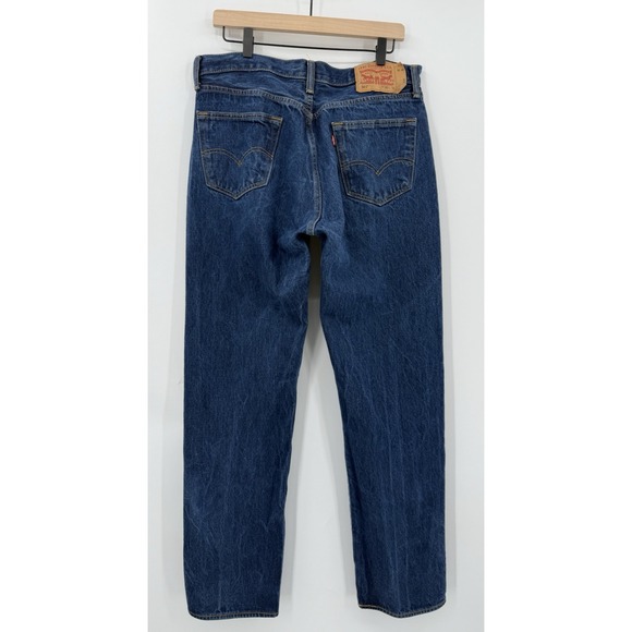 Levis 501 Jeans Mens 36x34* Blue Straight Leg Button Fly Dark Wash Denim Pants - Picture 3 of 11